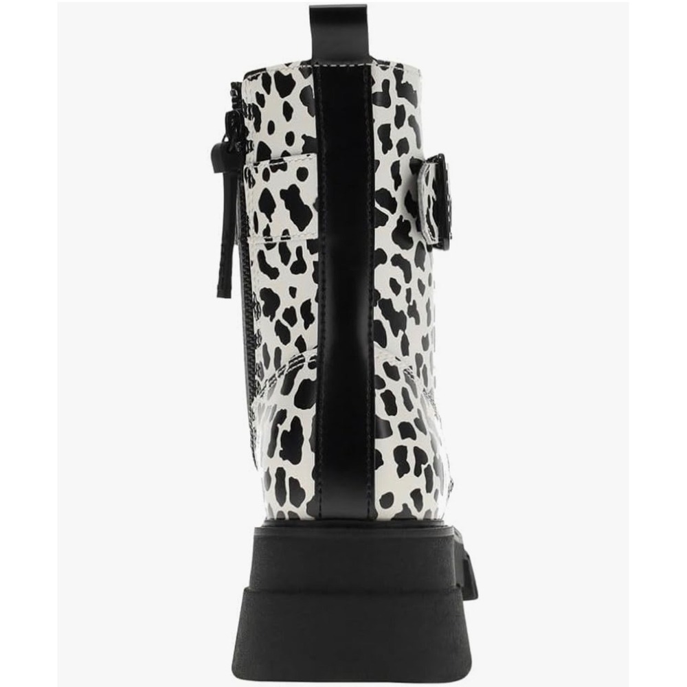 Levis Womens Giselle- Leopard Print Combat Lace Up Boots Shoes‎ Black Cream NEW - Picture 14 of 16